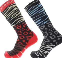LADIES SKI SOCKS ANIMAL DOUBLE PACK
