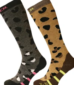 LADIES SKI SOCKS PLACED ANIMAL DOUBLE PACK