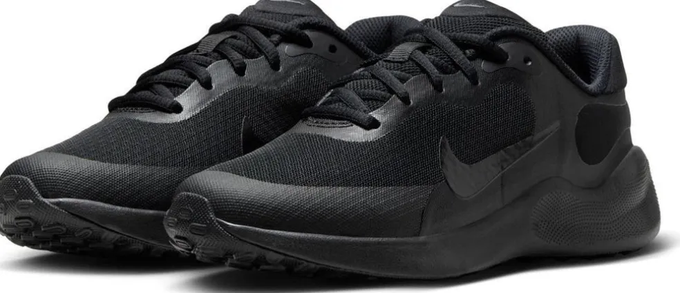 NIKE REVOLUTION 7 (GS), BLACK/HYPER PINK-WHITE, 4.5