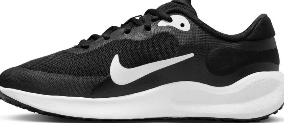 NIKE REVOLUTION 7 (GS), BLACK/HYPER PINK-WHITE, 4.5
