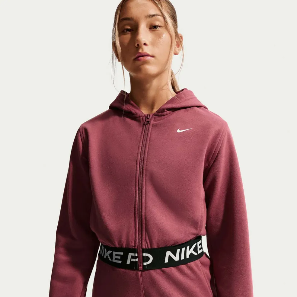 pro fleece big kids' Dri-FIT hoodie met rits