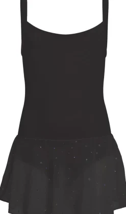 Spaghetti strap leotard, skirt voile sparkle, cotton